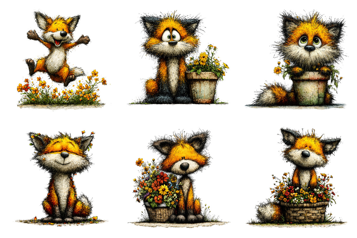 Whimsical spring funny fox clipart, an Illustration by SinaCreation (Photo 10 of 11)