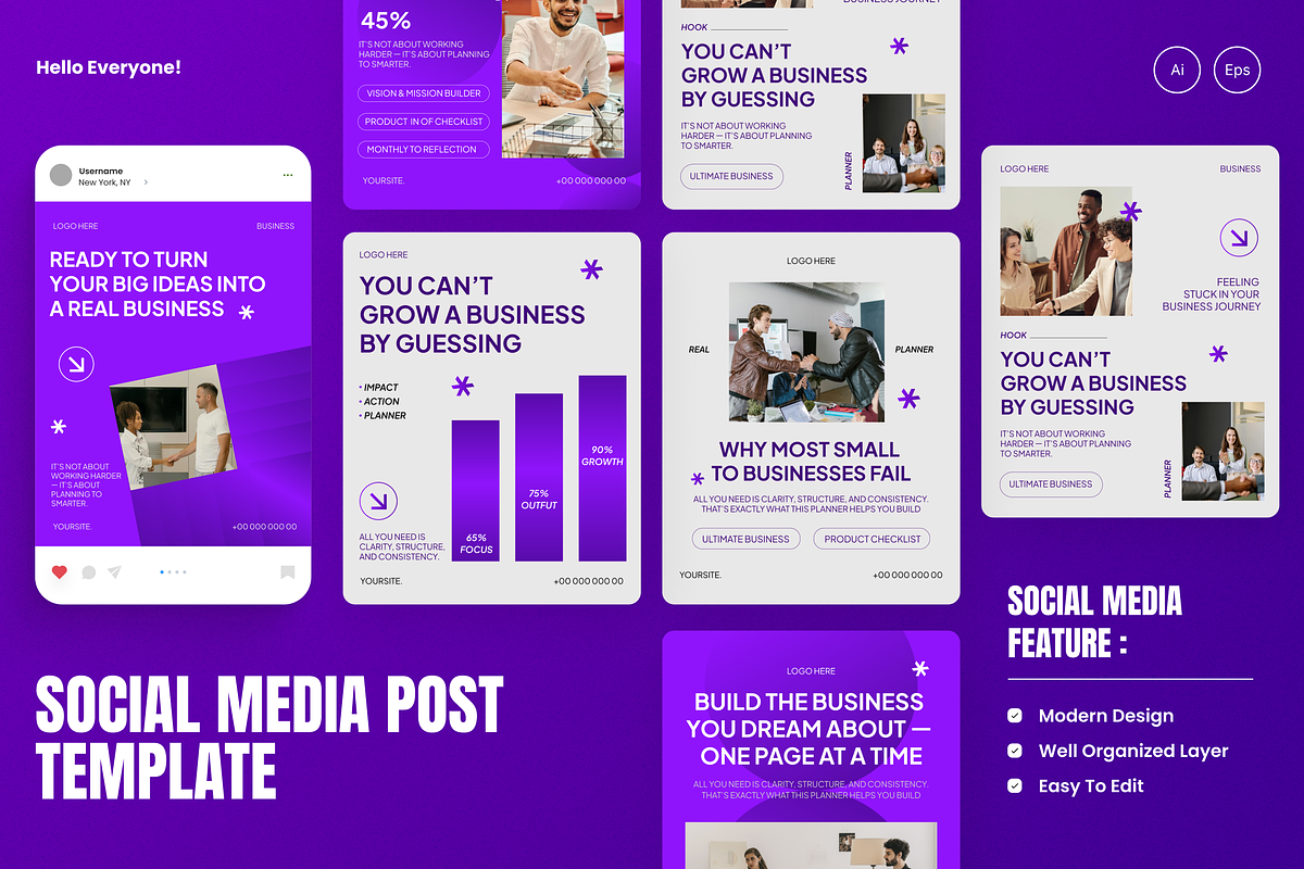 Business Planner Instagram Post, a Social Media Template by SquidPixey (Photo 1 of 6)