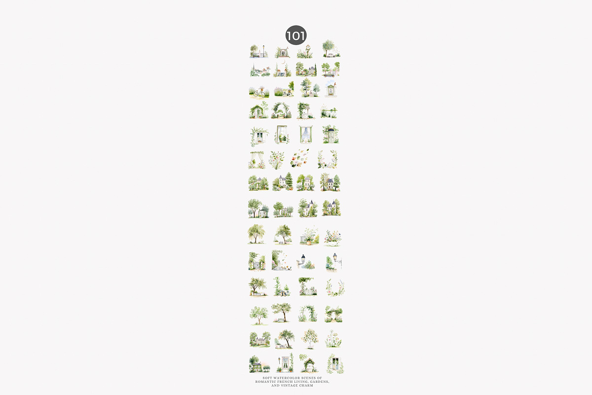 French Château watercolor clipart, a Decorative Illustration by Patishop Art (Photo 10 of 10)