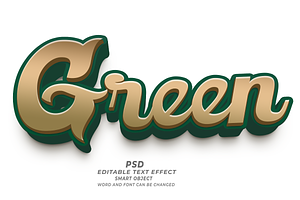 Green PSD 3D Editable Text Effect