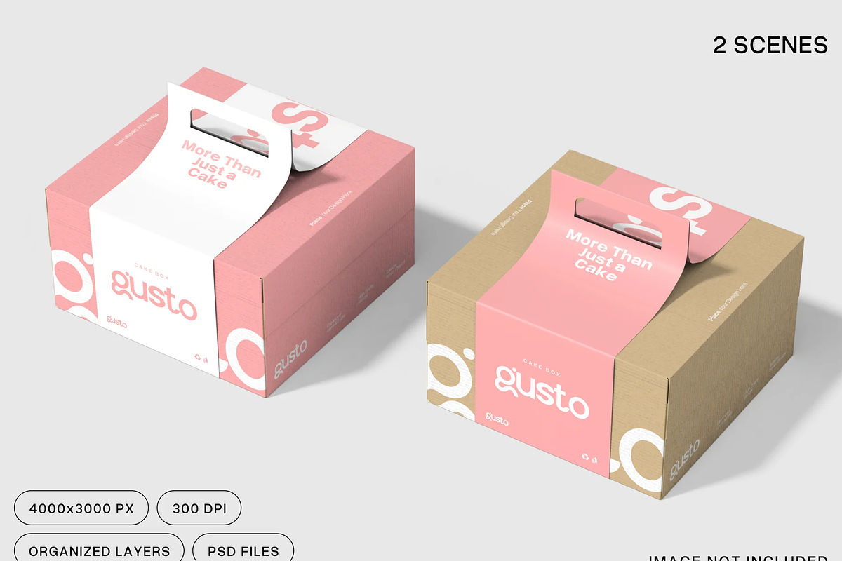 Cake Box Mockup 2 Views, a Packaging Mockup by graphicsauce (Photo 1 of 4)