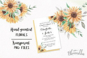 Sunflower Watercolor Floral Bouquets