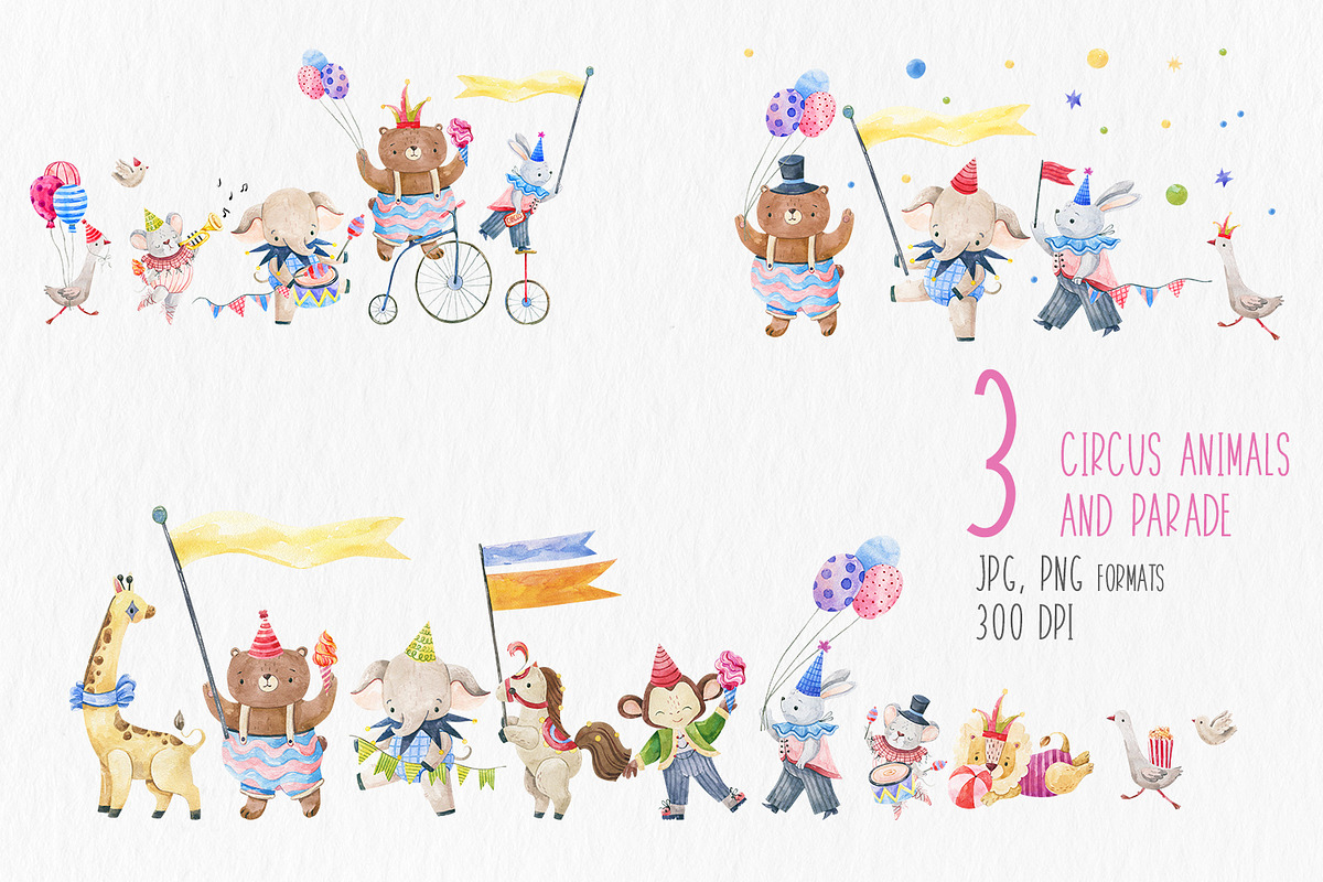 Watercolor Circus Animals Clipart, an Animal Illustration by the_myro (Photo 9 of 16)