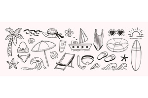 Doodle beach and surf icon. Sea, an Object Illustration by winwin.art