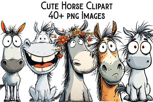 Cute Horse Clipart, an Illustration by Pixels.Craft