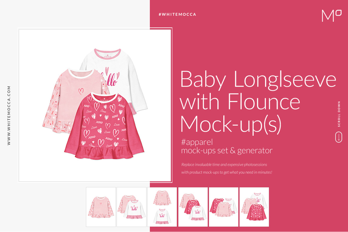 Baby Longsleeve with Flounce Mock-up, a Shirt Mockup by Mocca Mockups Store (Photo 1 of 22)