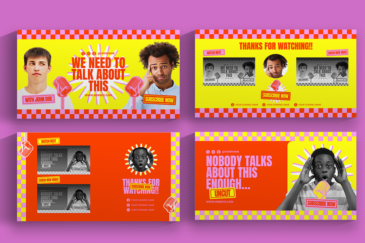 Podcast Talk Retro Youtube Thumbnail, a Social Media Template by Attype (Photo 2 of 5)