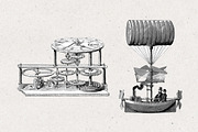 Black & White Steampunk Clip Art, a Transportation Illustration by Patterns for Dessert (Thumbnail 3 of 7)