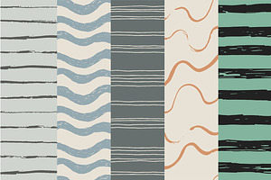 Stripes And Waves Seamless Patterns