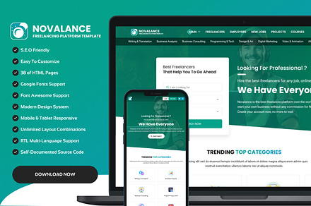 Novalance - Freelancer Marketplace, a HTML Template by Phenix Themes