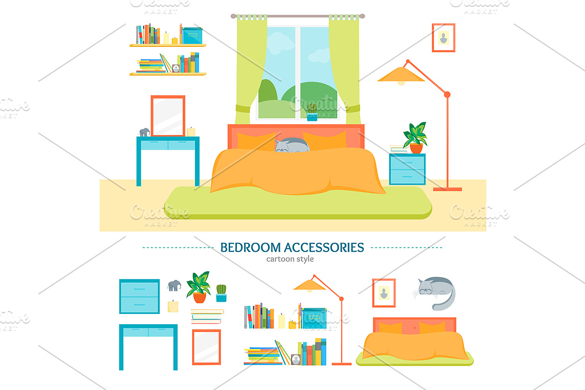 Cartoon Interior Basic Room of Home, a Work Illustration by Bigmouse ...