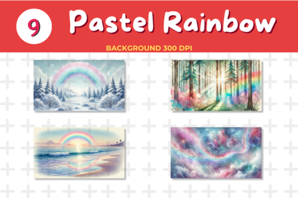 Watercolor Pastel Rainbow Background, a Seasonal Illustration by John_Walker (Photo 2 of 4)