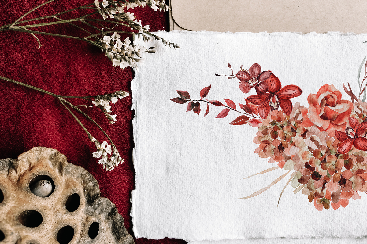 Scarlet bouquet - watercolor set, a Seasonal Illustration by Youksy (Photo 3 of 13)