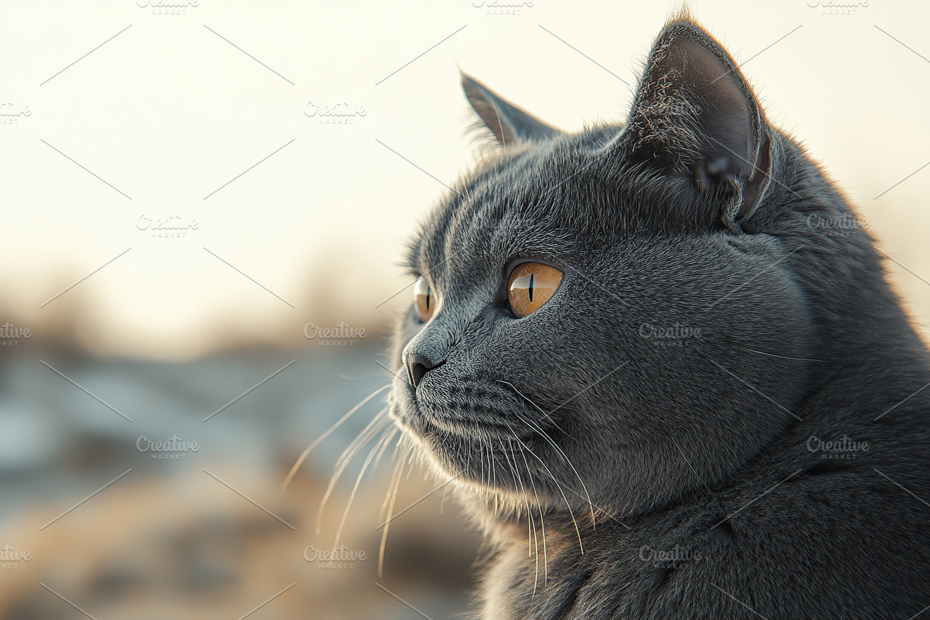Cute grey cat on blurred background, an Animal Photo by AlyaAnd