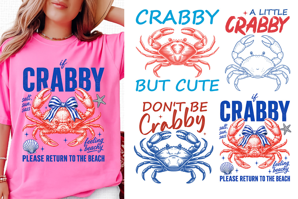 Crabby But Cute PNG, Trendy Beach, a Seasonal Illustration by Libby Wishes (Photo 1 of 5)