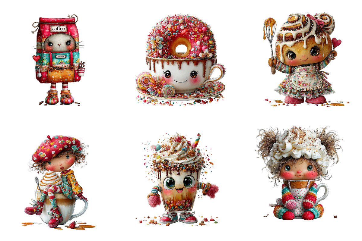 Coffee Time Character Clipart Bundle, a Seasonal Illustration by CreationArt (Photo 5 of 5)