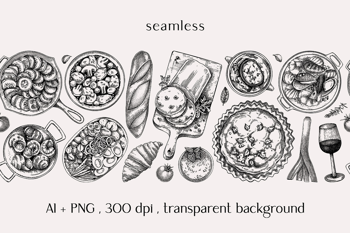French Cuisine - Vector Food Set, a Food Illustration by Yevheniia (Photo 8 of 10)