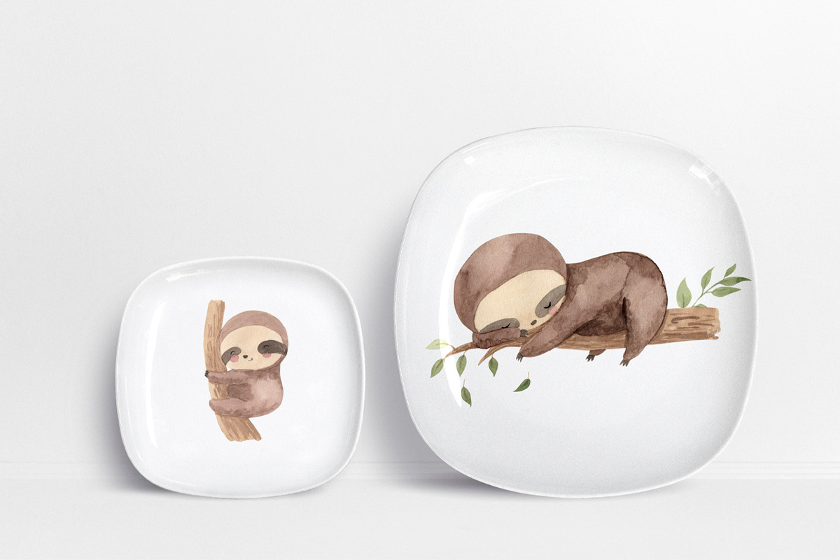 SLOTH clipart. Watercolor baby sloth, an Animal Illustration by OlliArtDesign (Photo 4 of 5)
