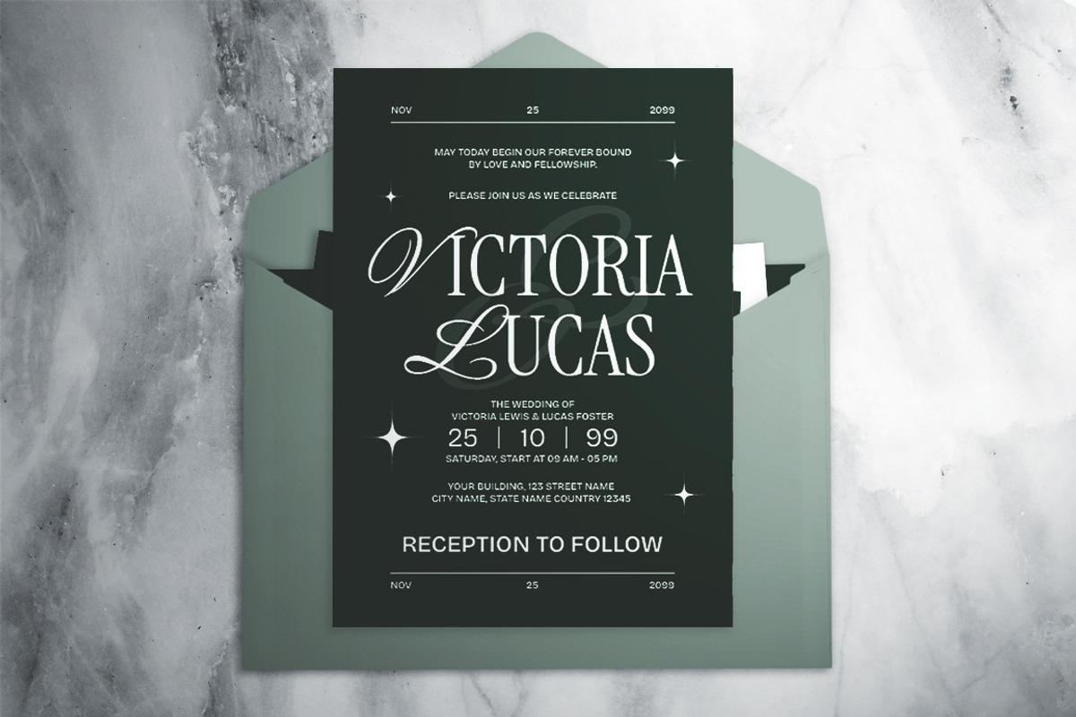 Green & White Minimalist Wedding, an Invitation Template by The Good Store (Photo 2 of 4)