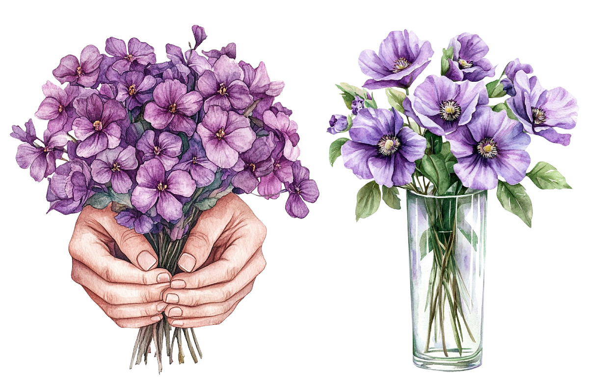 Watercolor Pansy Garden Clipart, an Illustration by CitraGraphics (Photo 5 of 5)