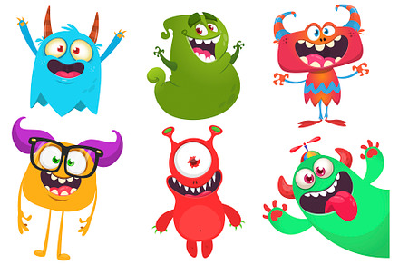 Cartoon monsters set for Halloween, a Seasonal Illustration by D R A W K M A N