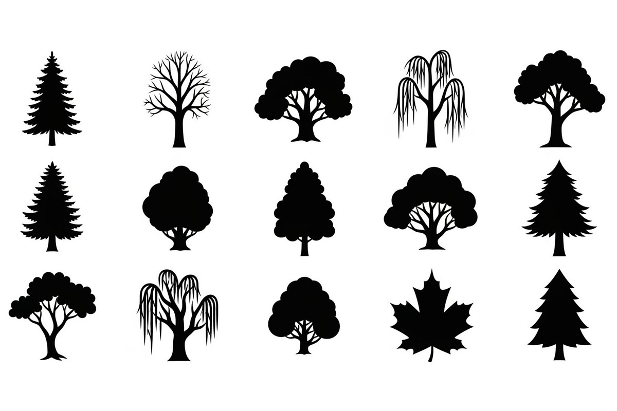 Woodland & Forest Tree Silhouettes B, an Illustration by jahid234 (Photo 31 of 41)