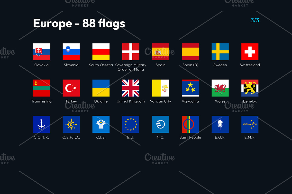 Flags of Europe Vector Square Icons, an Icon by bvcreates (Photo 4 of 5)