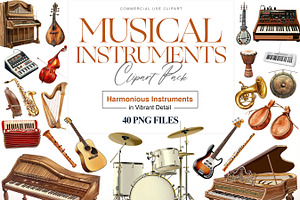 Watercolor Music Instruments Clipart