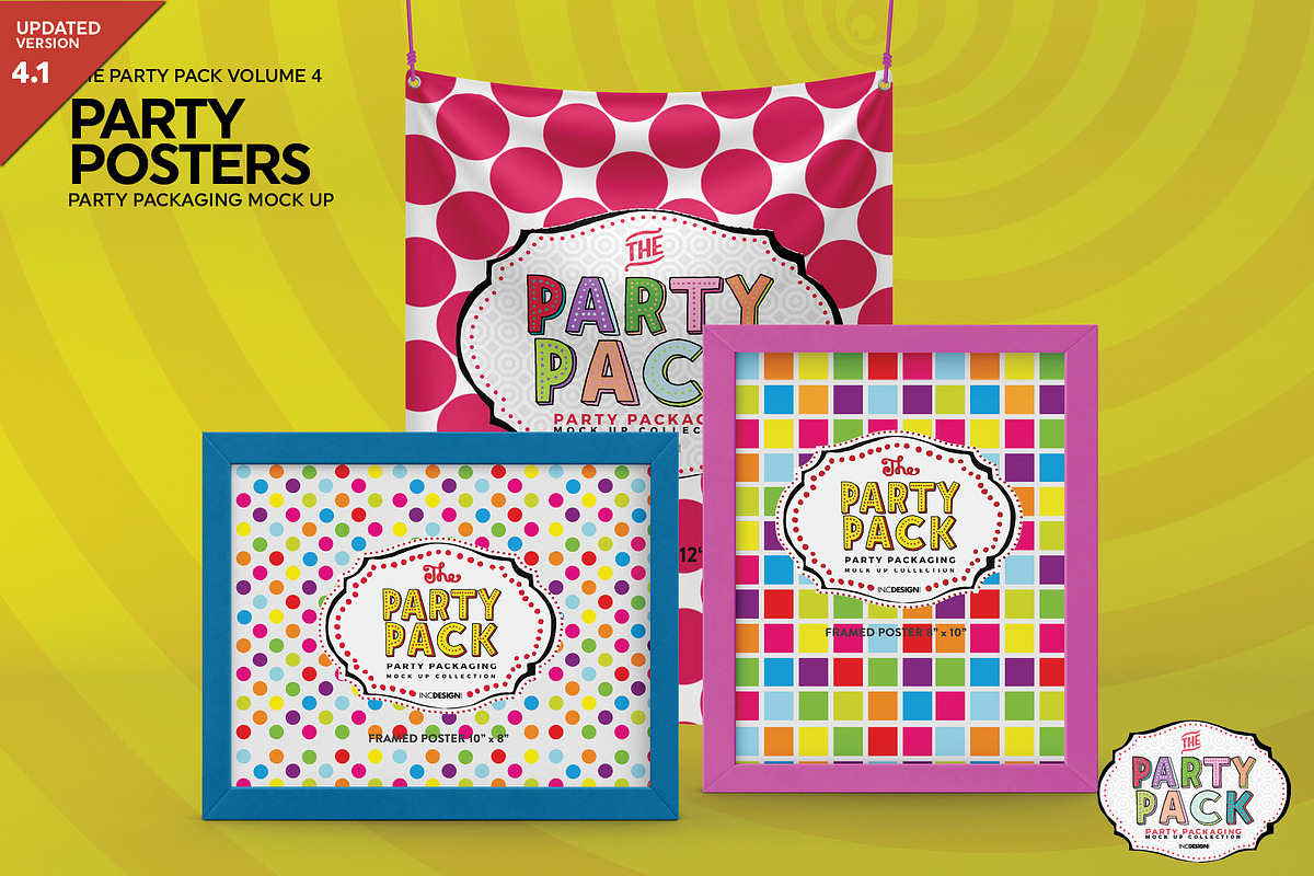 Party Posters and Banners MockUp, a Cups & Container Mockup by INCDesign (Photo 1 of 7)
