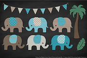Vintage Blue Elephant Clipart, an Illustration by Amanda Ilkov (Thumbnail 3 of 4)