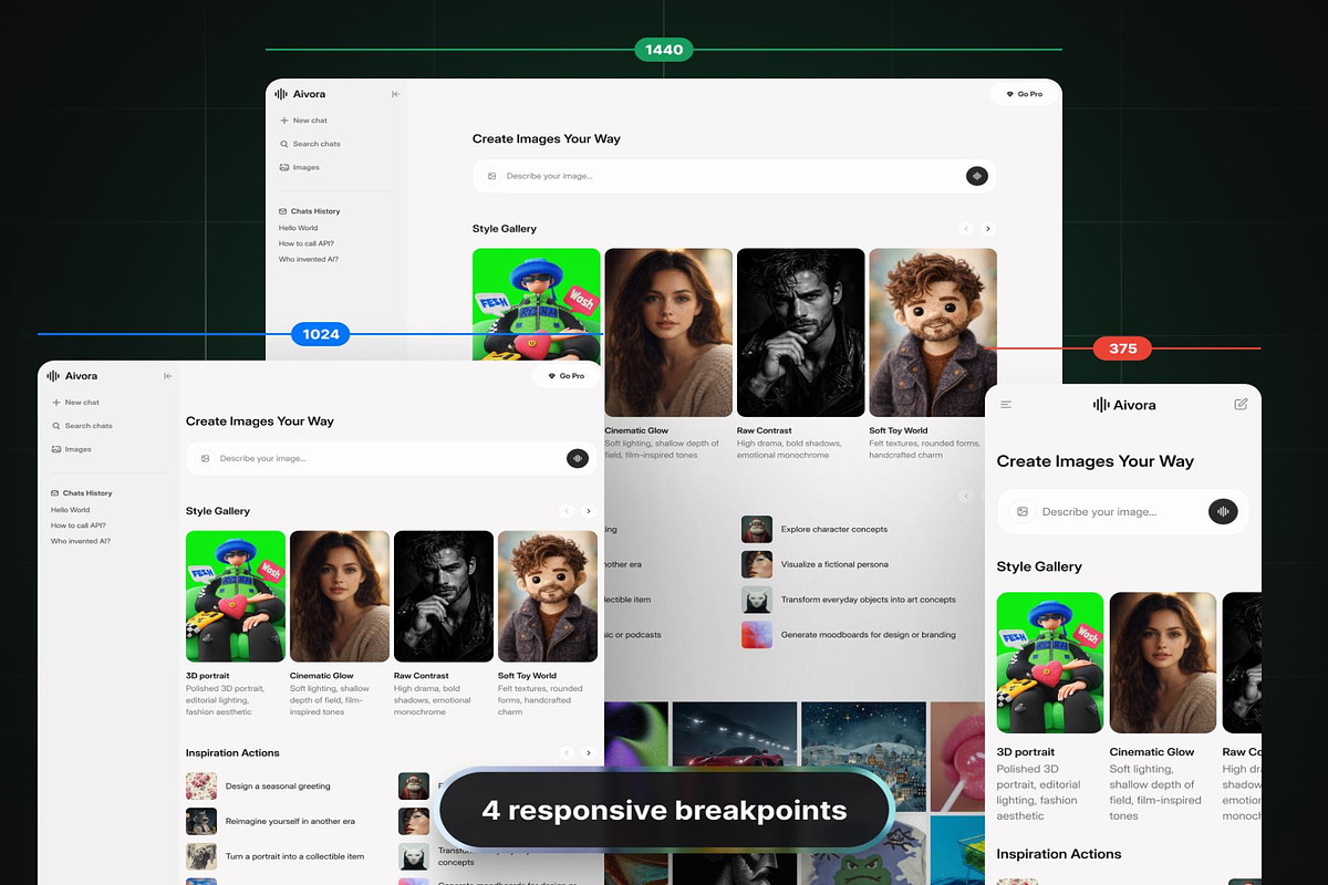 AIVORA: AI Assistant Web App UI KIT, an UI Kit Template by Creative Perspective (Photo 2 of 8)