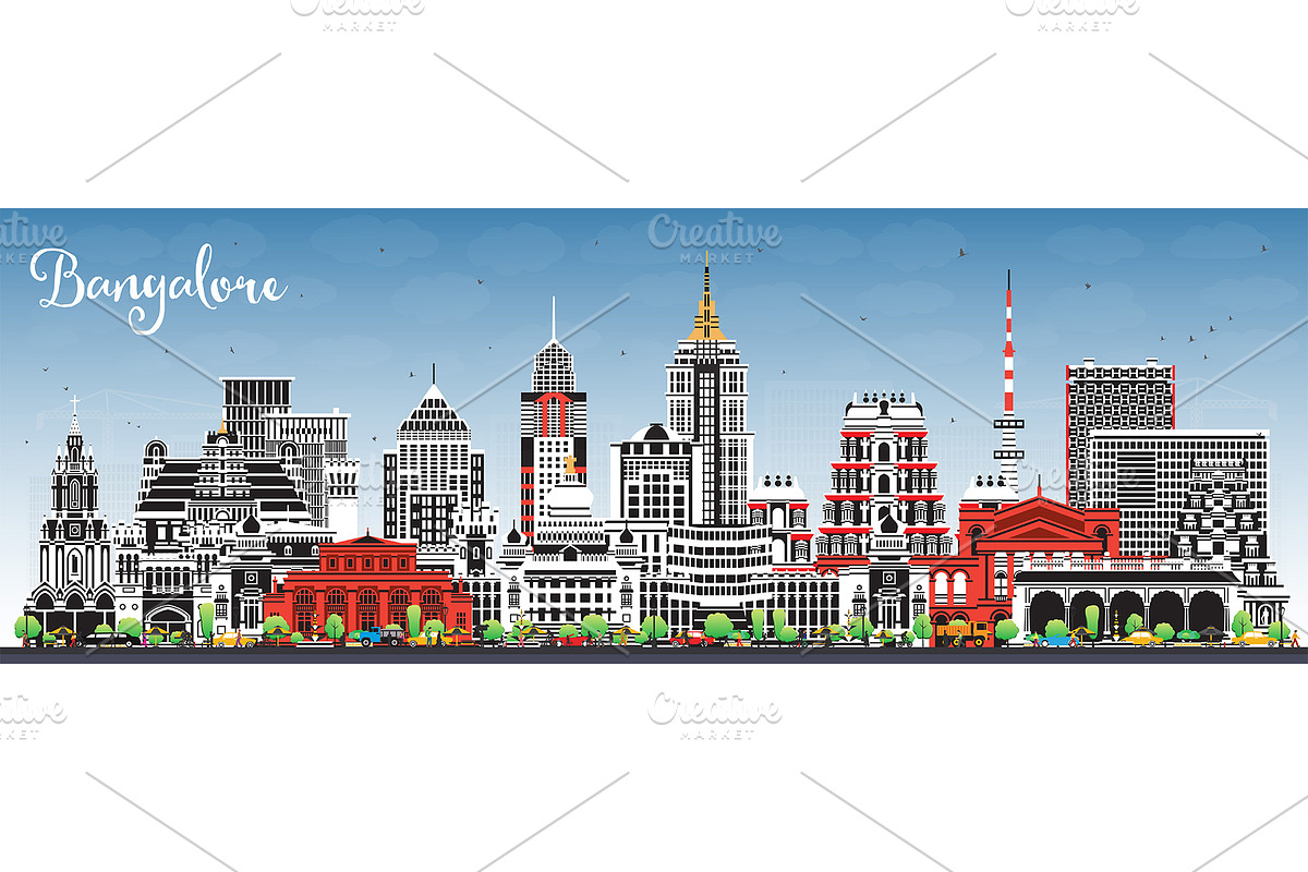 Bangalore India city skyline., an Illustration by Booblgum