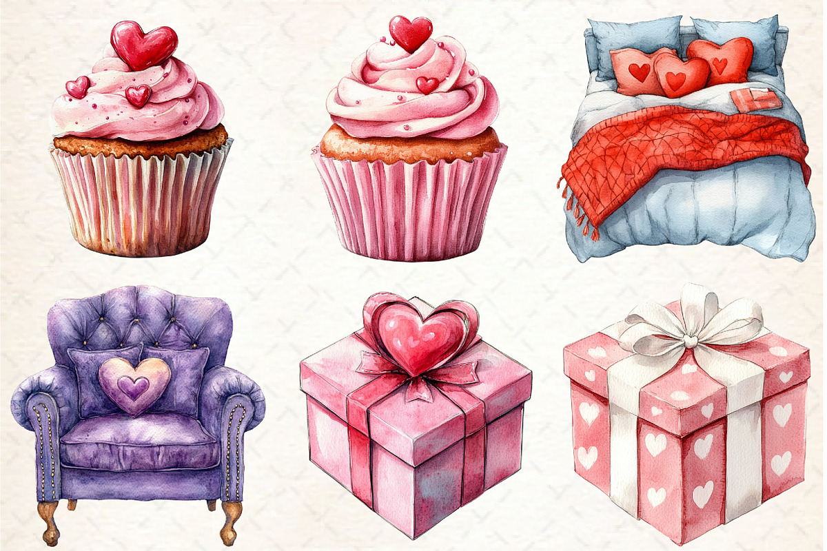 Watercolor Winter in Love Clipart, an Illustration by Libby Wishes (Photo 4 of 7)