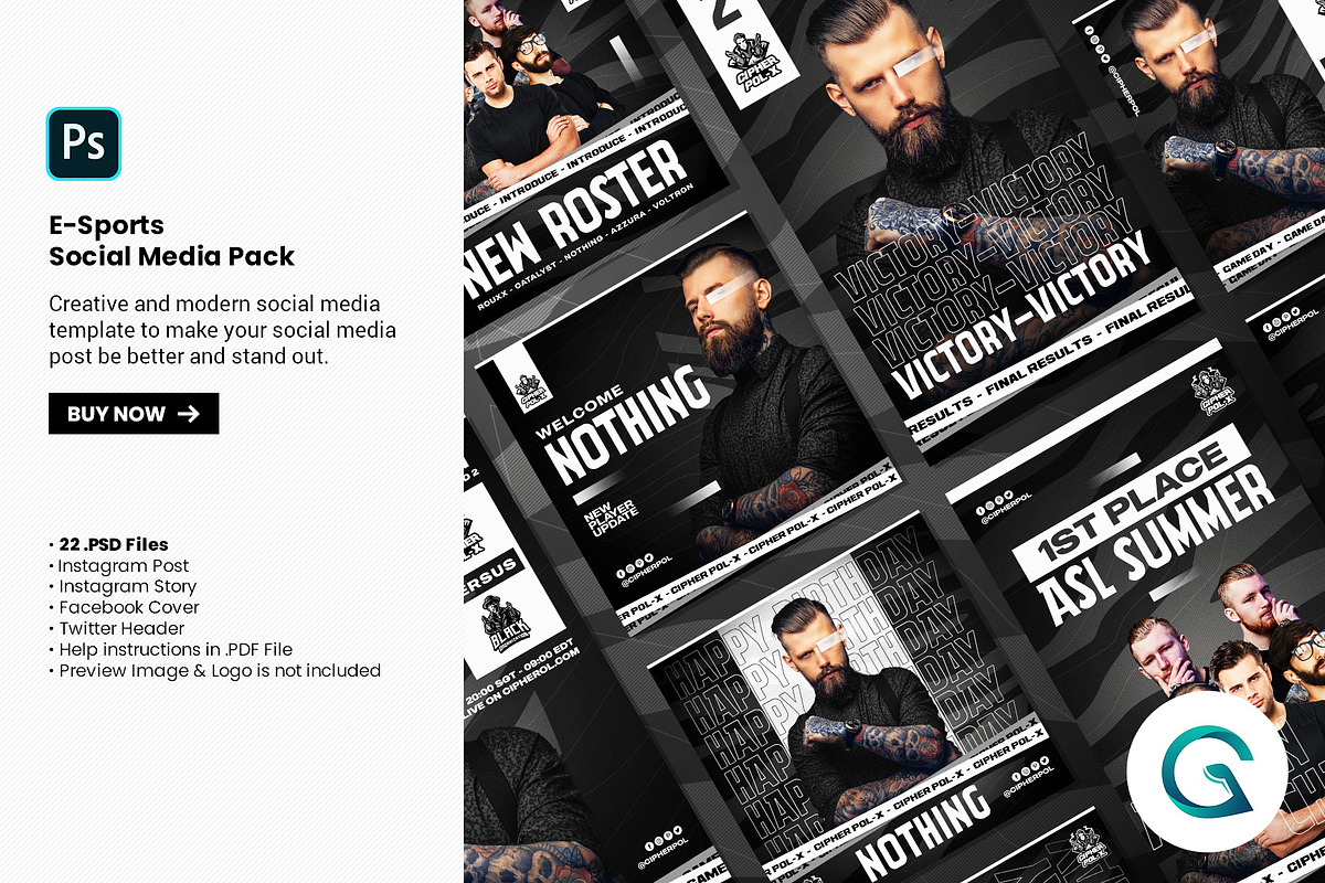 E-Sports Social Media Pack, a Social Media Template by Geelator Studio (Photo 1 of 5)