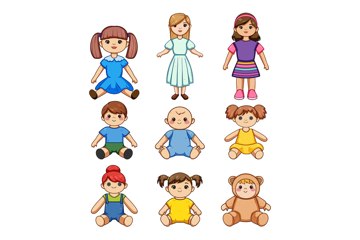 Collection of cute cartoon dolls and, an Object Graphic by pikepicture (Photo 1 of 3)