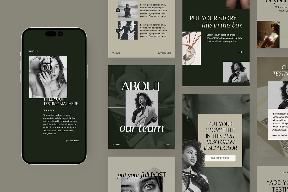 Noire Social Media Templates, a Social Media Template by Big Cat Creative (Photo 1 of 6)