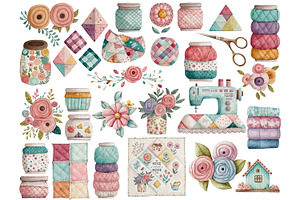 Watercolor Sewing Clipart