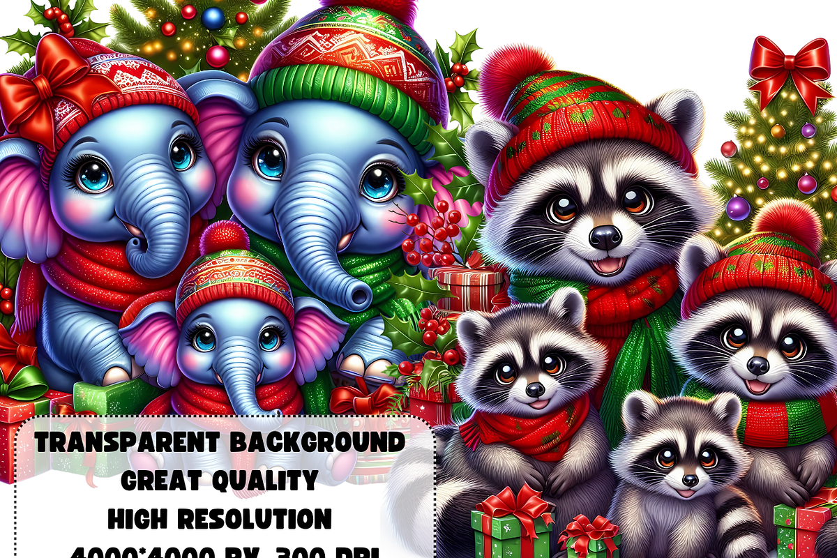 Christmas animal families, an Animal Illustration by AnetArtStore (Photo 5 of 8)