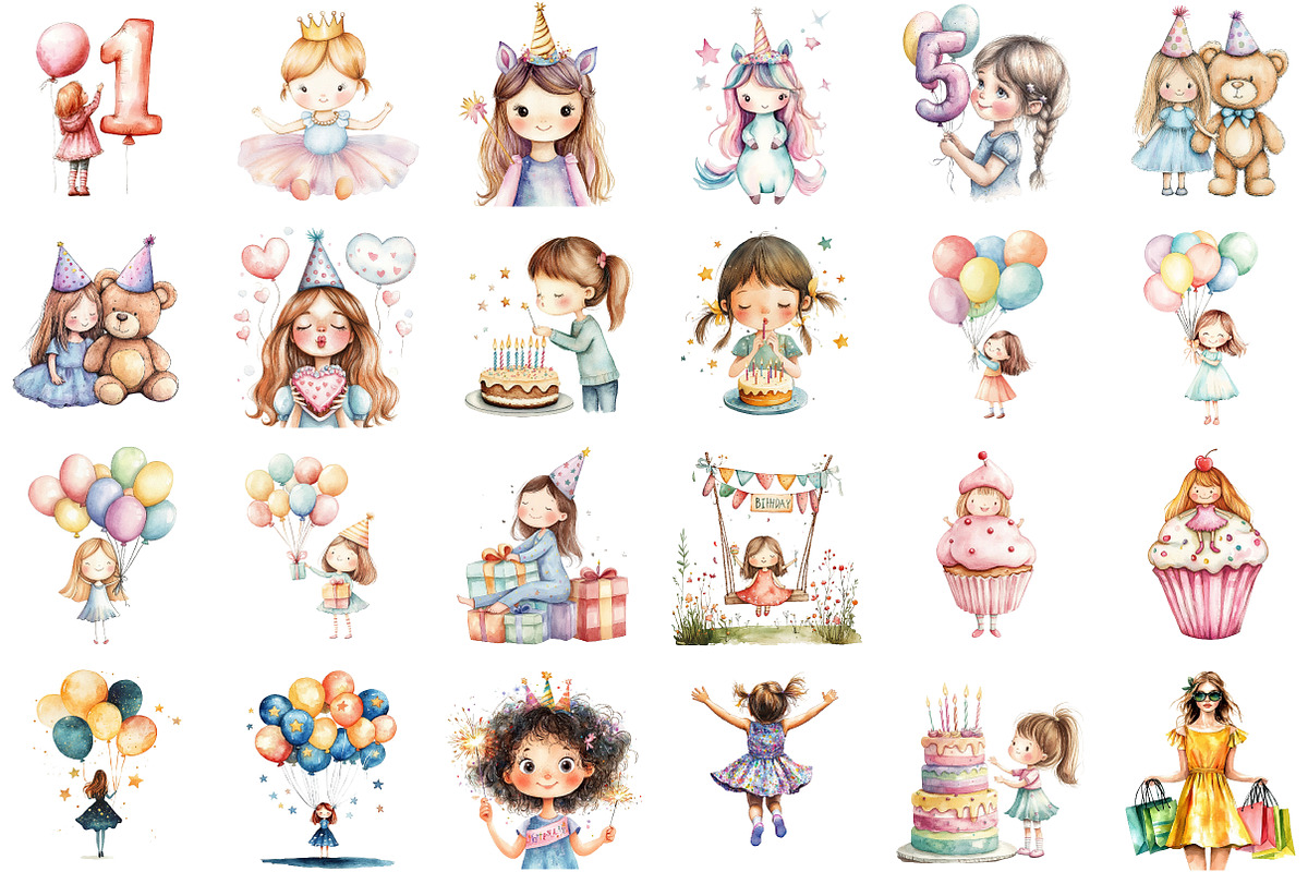 Birthday Girl Clipart, an Illustration by Sublimation Artist (Photo 2 of 6)