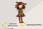 QUIRKY FOLK GIRLS CLIPART SET, a Person Illustration by Daring Digies (Thumbnail 5 of 7)
