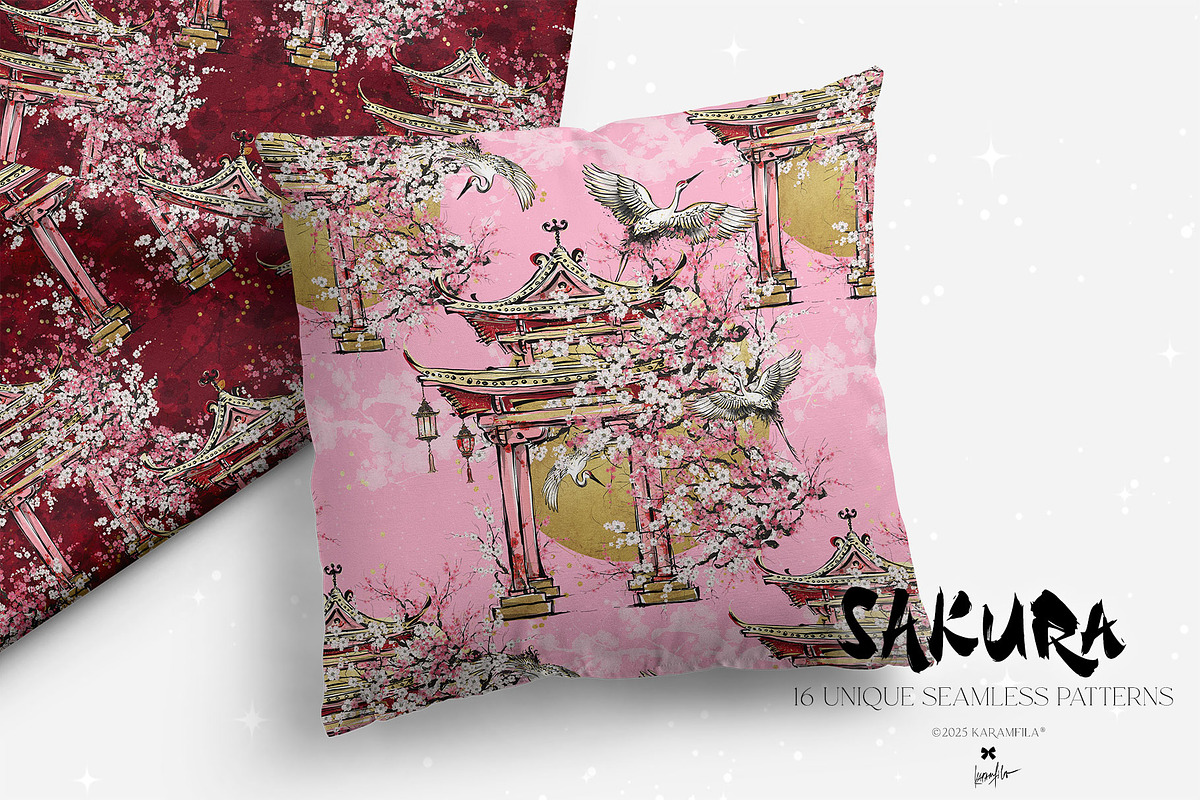 Cherry Blossoms Japanese Patterns, a Pattern Graphic by KaramfilaS (Photo 4 of 23)