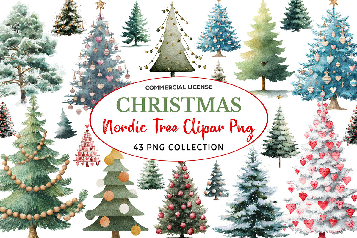 Christmas Nordic Tree Clipart PNG, a Seasonal Illustration by fashionaddict (Photo 1 of 4)