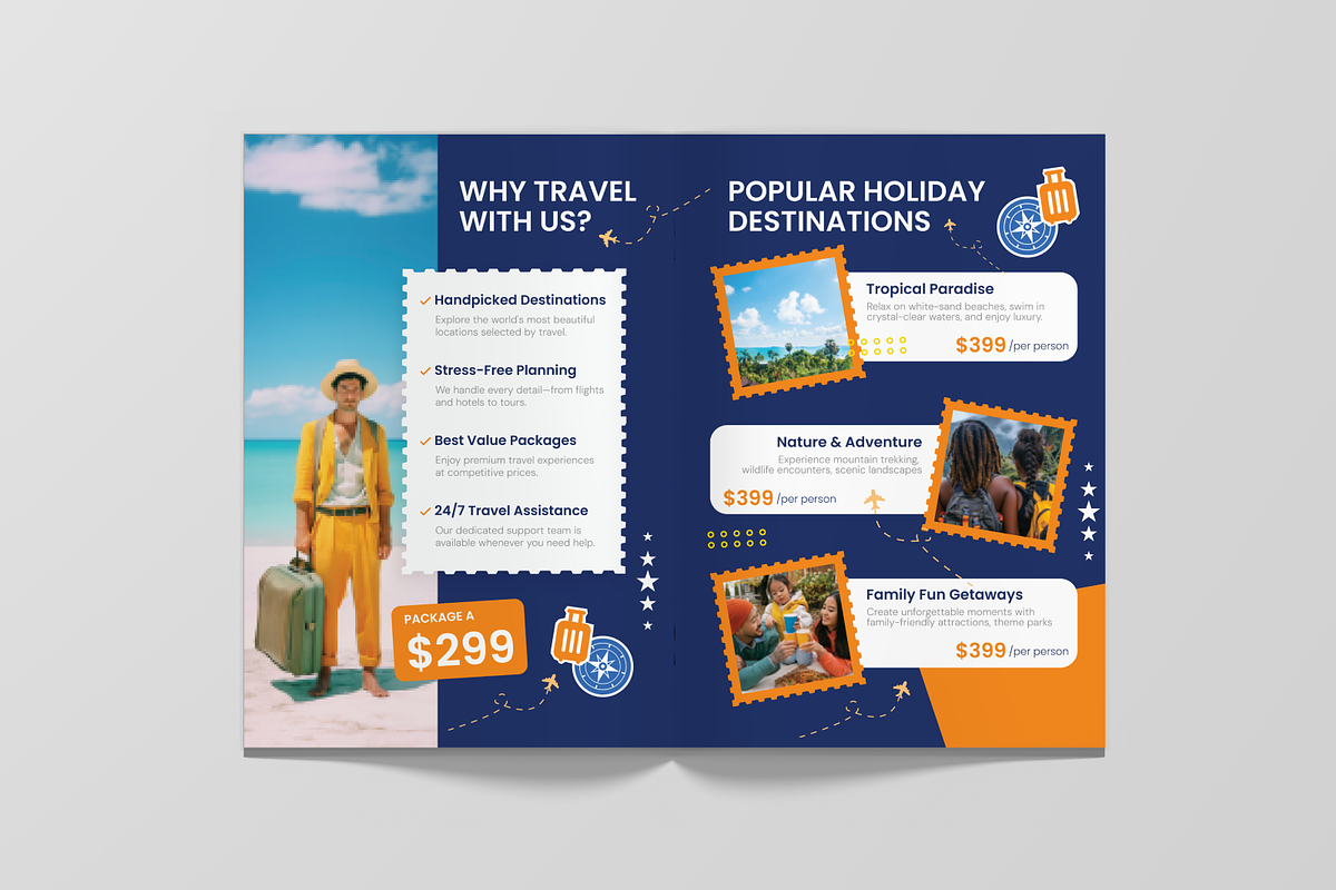 Holiday Travel Bifold Brochure, a Brochure Template by Annora Studio (Photo 2 of 6)