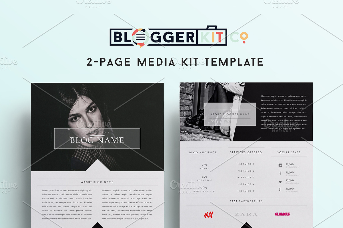 Blog Media Kit Template | Two Pages, a Stationery Template by Blogger Kit Co. (Photo 4 of 6)
