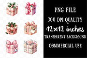 Vintage Pink Christmas Gifts Clipart, an Illustration by Designking (Thumbnail 4 of 5)