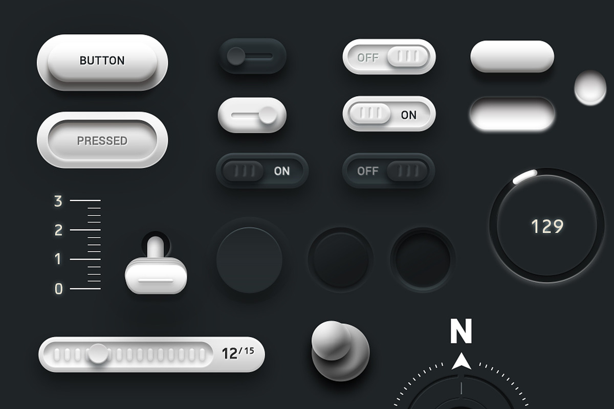 Buttons and Switches - Mega UI V1, an UI Kit Template by Giallo (Photo 5 of 7)