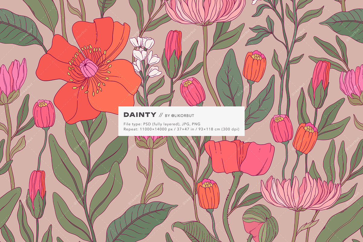 Dainty Botanical Pattern and Prints, a Pattern Graphic by likorbut (Photo 2 of 10)