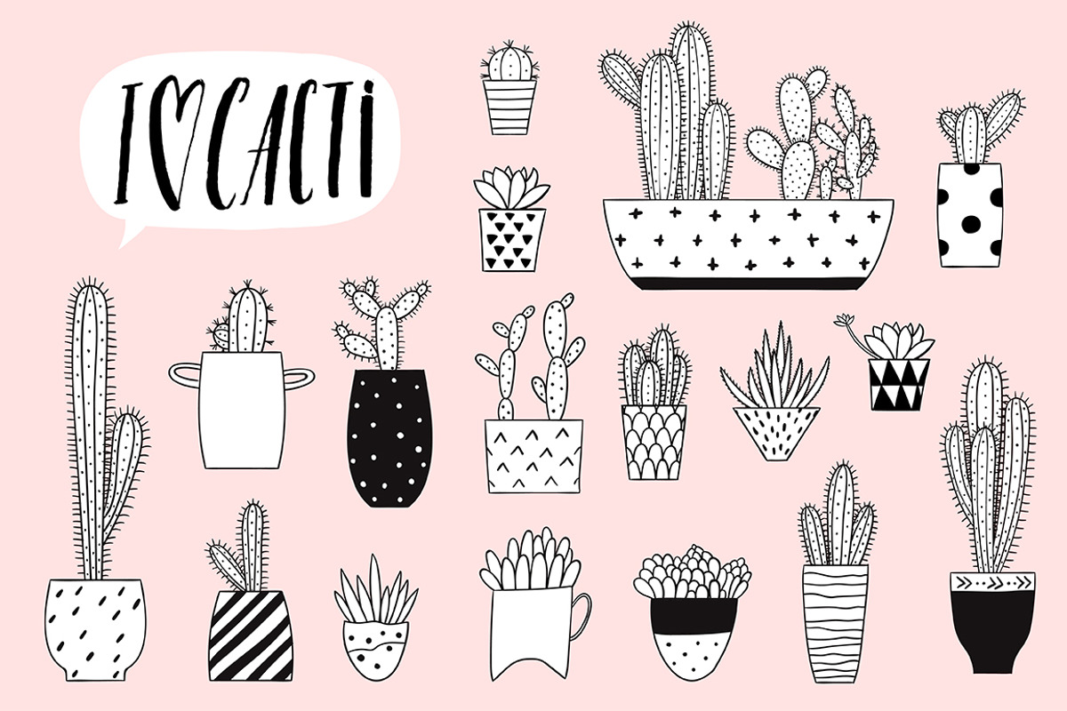 In love with cacti - house plant set, a Decorative Illustration by Artnis (Photo 1 of 3)