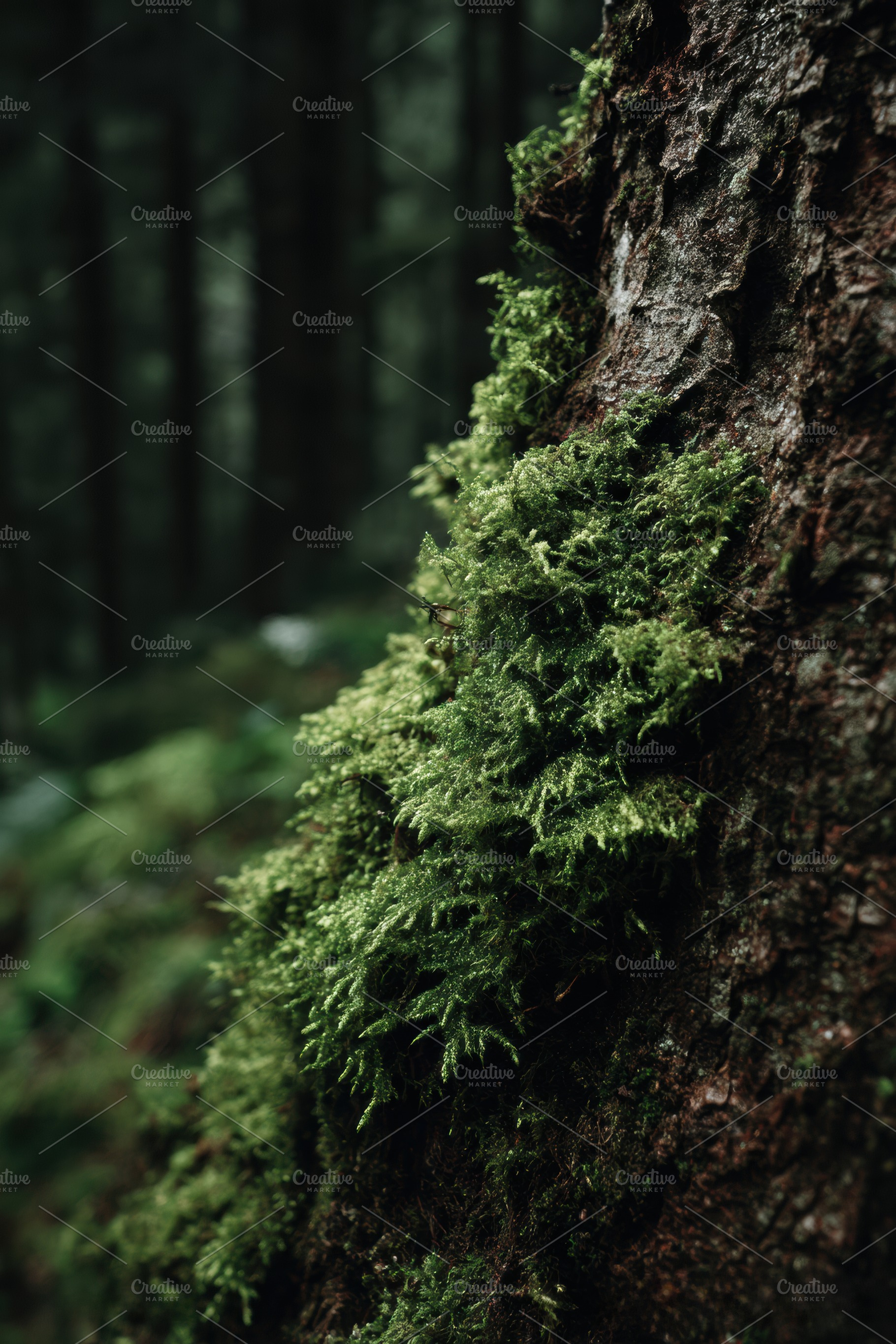 Moss Growing on Tree Bark, a Nature Photo by Virgo Studio