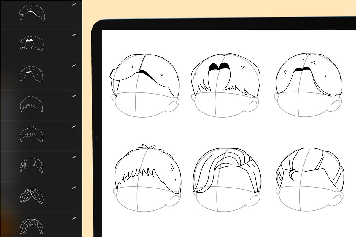 130+ Procreate Hair Stamp Brushes, a Brush Add-On by DrawingStoryShop (Photo 15 of 18)
